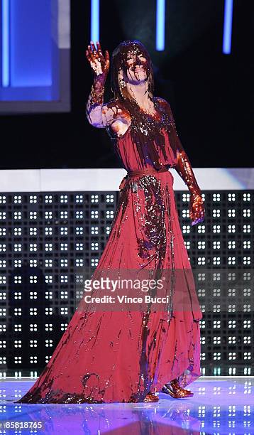 Actress and host Kathy Griffin on stage during Bravo Network's 2nd Annual A-List Awards at the Orpheum Theatre on April 5, 2009 in Los Angeles,...