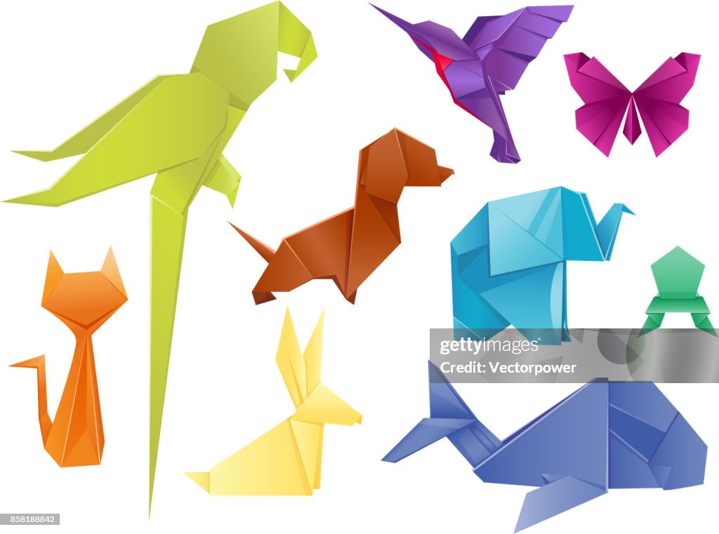 Animals Origami Set Japanese Folded Modern Wildlife Hobby Symbol Creative  Decoration Vector Illustration High-Res Vector Graphic - Getty Images