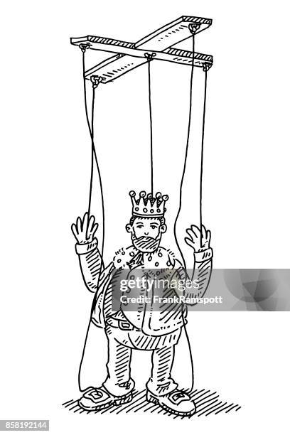 könig string puppe spielzeug zeichnung - marionette stock-grafiken, -clipart, -cartoons und -symbole