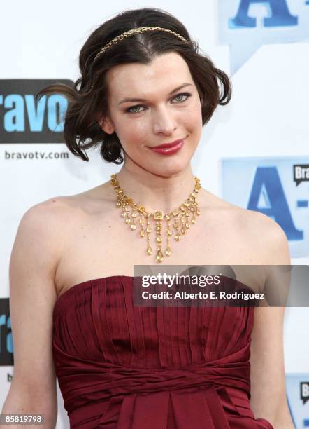 Actress Milla Jovovich arrives at Bravo's 2nd annual A-List Awards held at the Orpheum Theater on April 5, 2009 in Los Angeles, California.