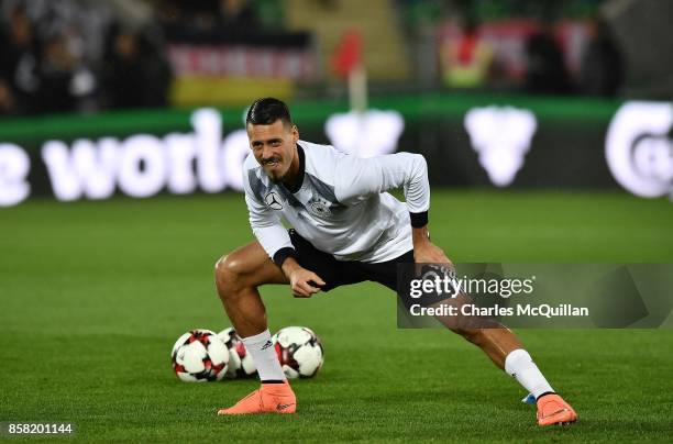 Sandro Wagner of Germany before the FIFA 2018 World Cup Qualifier between Northern Ireland and Germany at Windsor Park on October 5, 2017 in Belfast,...