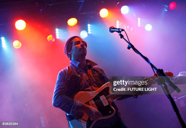 Matt Vasquez of Delta Spirit performs on stage at the ICA on April 2, 2009 in London.