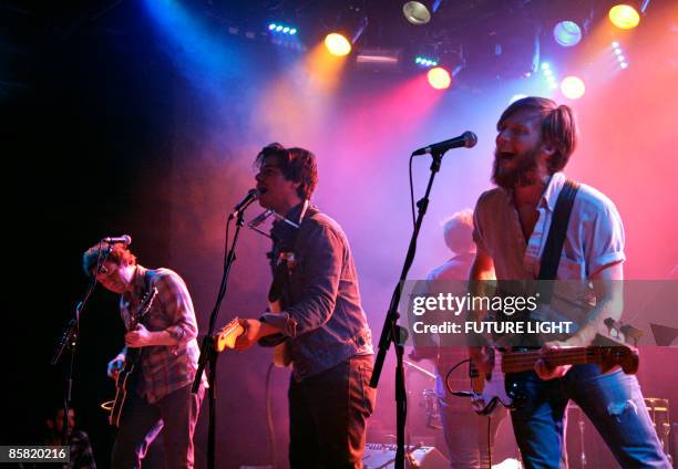 Sean Walker, Matt Vasquez and Jon Jameson of Delta Spirit perform on stage at the ICA on April 2, 2009 in London.