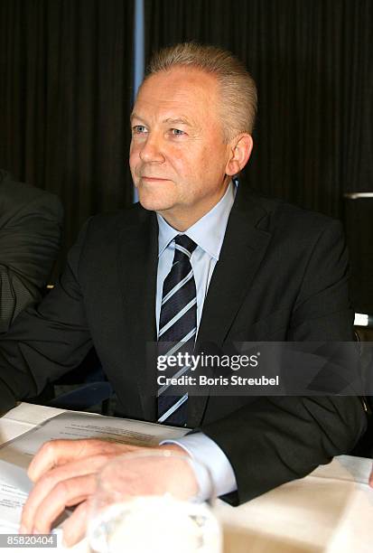 Ruediger Grube, a board member at automaker Daimler AG and chairman of Airbus parent EADS, attends a discussion of Germany's rail workers unions,...