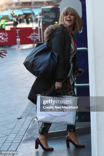 Kate Garraway seen arriving at Global Radio Studios on October 6, 2017 in London, England.