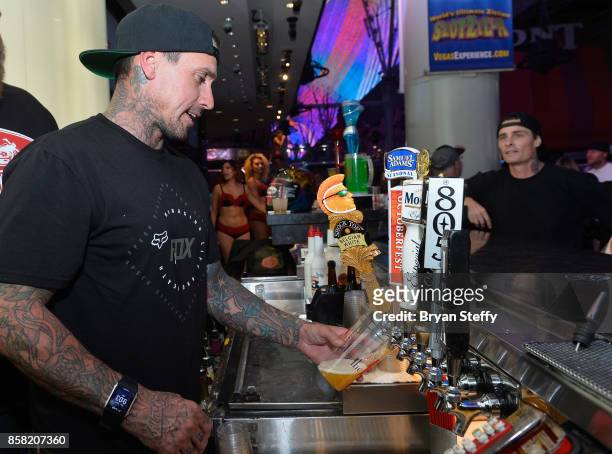 Freestyle motocross rider Carey Hart surprises guests as a bartender in support of Carey Hart's Good Ride Rally benefiting Infinite Hero Foundation...