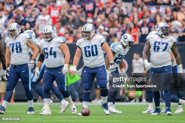 Tennessee Titans offensive tackle Jack Conklin , offensive guard Josh Kline , center Ben Jones , and offensive guard Quinton Spain walk up to the...