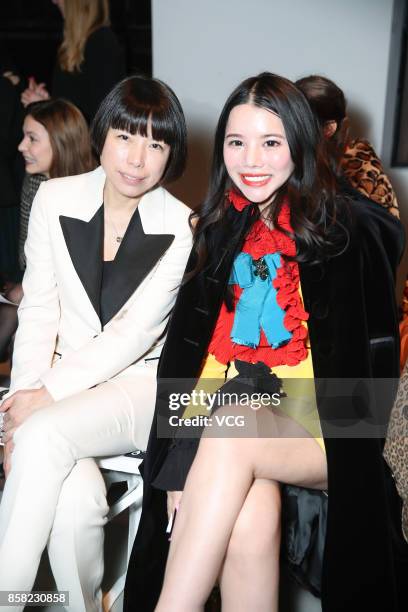 Wendy Yu and Vogue China editor Angelica Cheung attend the Giambattista Valli show as part of the Paris Fashion Week Womenswear Spring/Summer 2018 on...