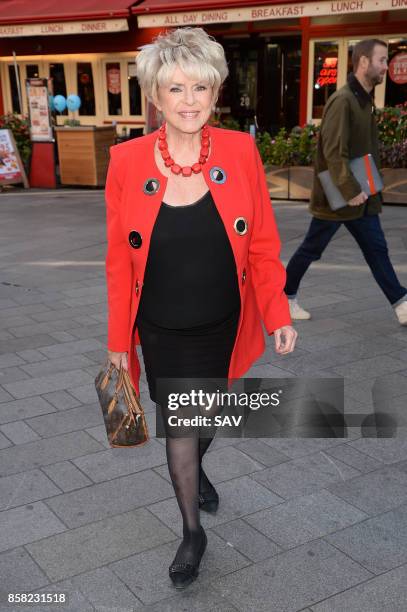 Gloria Hunniford arrives at Global House on October 6, 2017 in London, England.