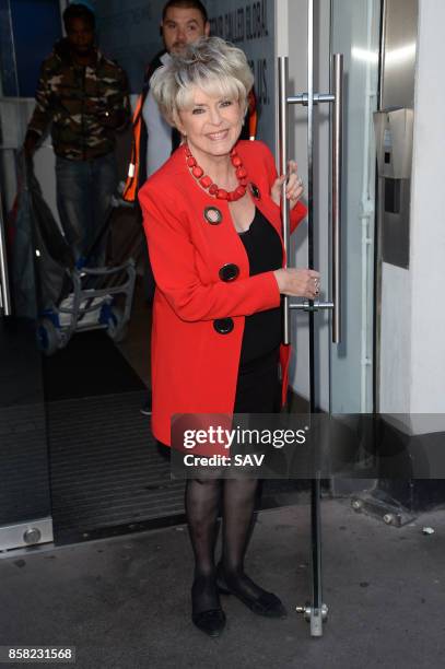 Gloria Hunniford arrives at Global House on October 6, 2017 in London, England.