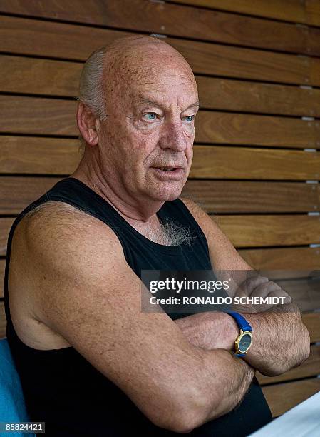 Uruguayan writer Eduardo Galeano speaks during an interview with the AFP at the Sheraton Hotel in Mexico City, on April 3, 2009. Galeano is in Mexico...