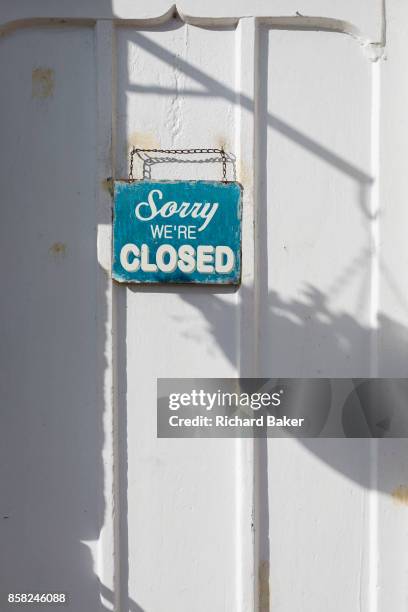 Closed for the Saturday afternoon is the local shop and post office in the Northumbrian village of Blanchland, on 29th September 2017, in Blanchland,...