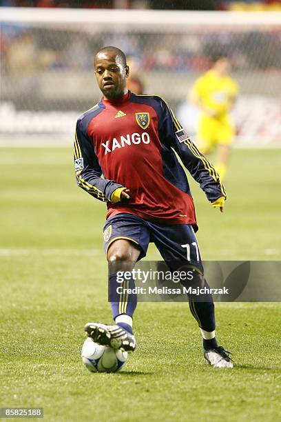 Andy Williams of Real Salt Lake kicks the ball against the Columbus Crew at Rio Tinto Stadium on April 2, 2009 in Salt Lake City, Utah.