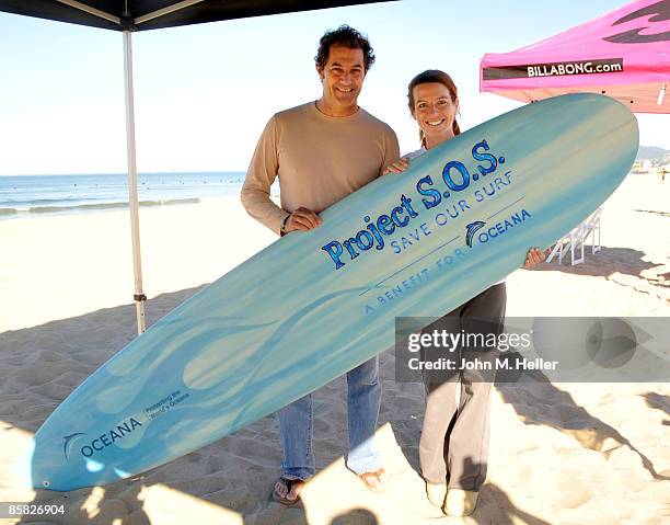 Paul Naude and Tanna Frederick attend the 2009 "Project Save Our Surf" 1st Annual Surfathon and Oceana Awards at Ocean Park Beach on April 5, 2009 in...