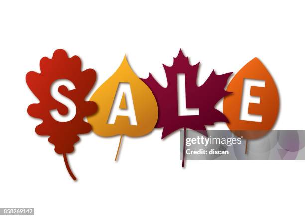 stockillustraties, clipart, cartoons en iconen met herfst sale banner met kleurrijke bladeren. - weelderig beschrijving