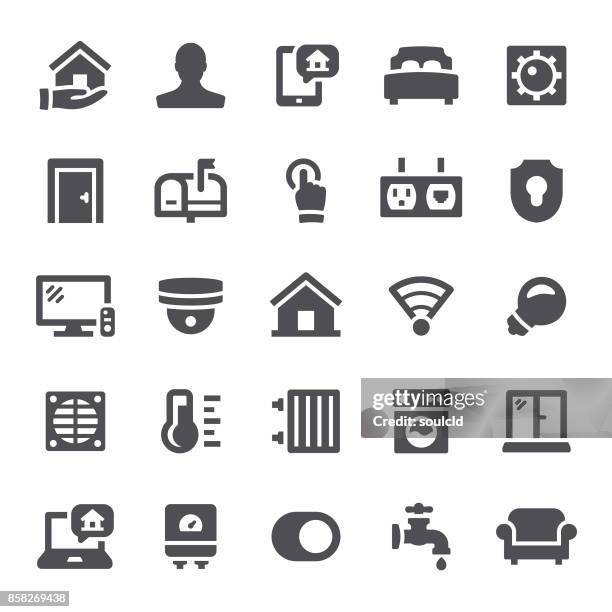 home automation icons - sliding door icon stock illustrations