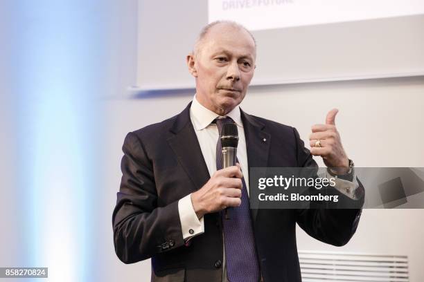 Thierry Bollore, chief competitive officer of Renault SA, speaks during a news conference to announce the automaker's strategic plan in Paris,...