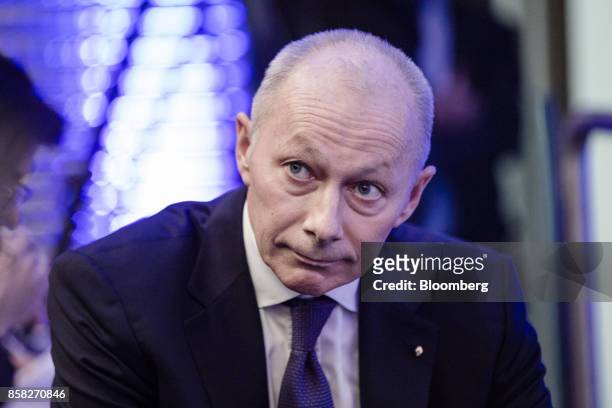 Thierry Bollore, chief competitive officer of Renault SA, looks on during a news conference to announce the automaker's strategic plan in Paris,...