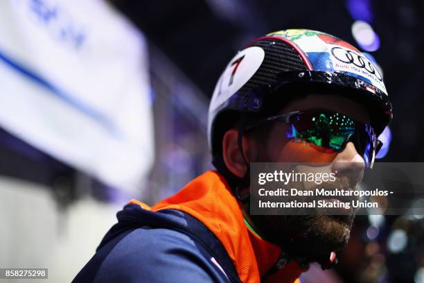 Daan Breeuwsma of the Netherlands looks on before he competes in the Mens 1000m Preliminaries during the Audi ISU World Cup Short Track Speed Skating...