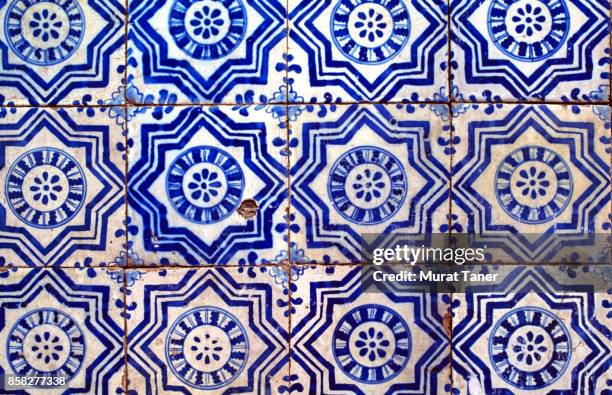 historic azulejos tiles in lisbon - azulejos stock pictures, royalty-free photos & images