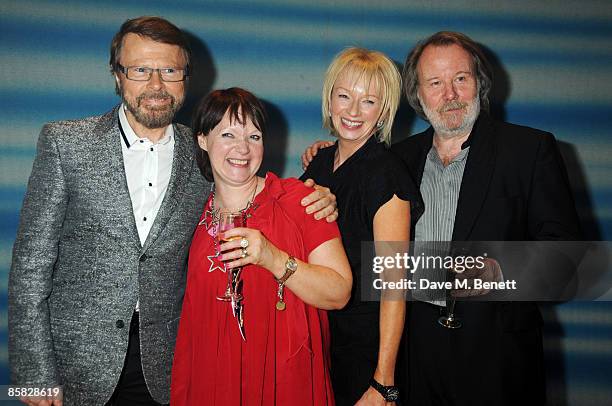 Bjorn Ulvaeus, Catherine Johnson, Judy Cramer and Benny Andersson attend the Mamma Mia! Gala Celebration Evening to celebrate their 10th birthday, at...