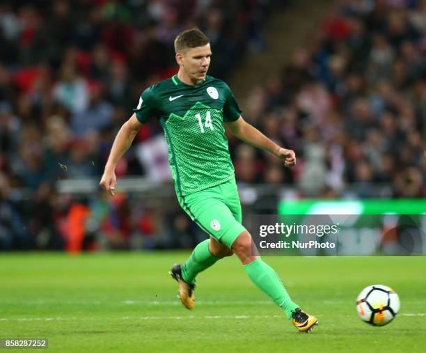 Roman Bezjak of Slovenia during FIFA World Cup Qualifying - European Region - Group F match between England and Slovenia at Wembley stadium, London...