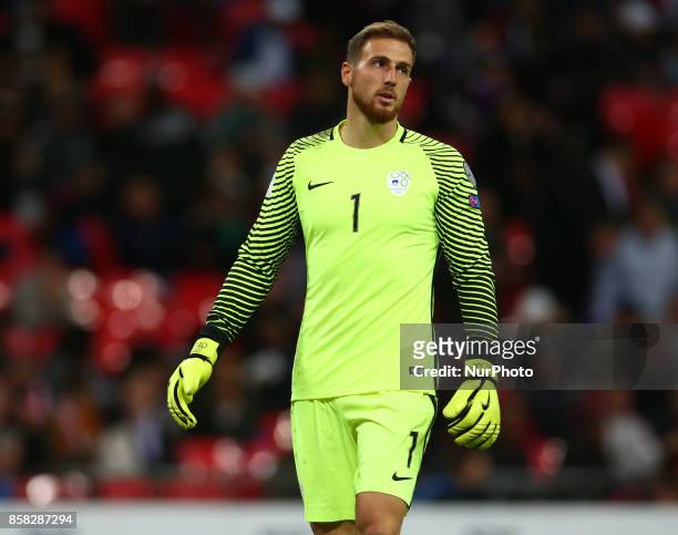 Jan Oblak of Slovenia during FIFA World Cup Qualifying - European Region - Group F match between England and Slovenia at Wembley stadium, London 05...
