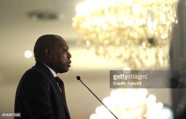 African National Congress Treasury-General Dr Zweli Mkhize during the Joburg Indaba event at the Inanda Club on October 04, 2017 in Johannesburg,...