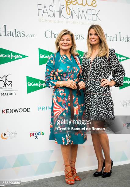 Cari Lapique and Carla Goyanesduring 'The Petite Fashion Week' photocall in Madrid on October 6, 2017 in Madrid, Spain.