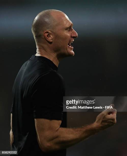 Danny Hay, Head Coach of New Zealand looks on during the FIFA U-17 World Cup India 2017 group B match between New Zealand and Turkey at Dr DY Patil...