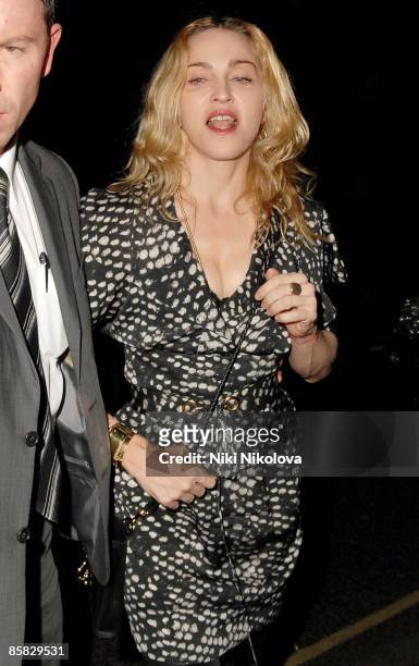 Madonna arrives at the Cecconi's Restaurant on April 6, 2009 in London, England.