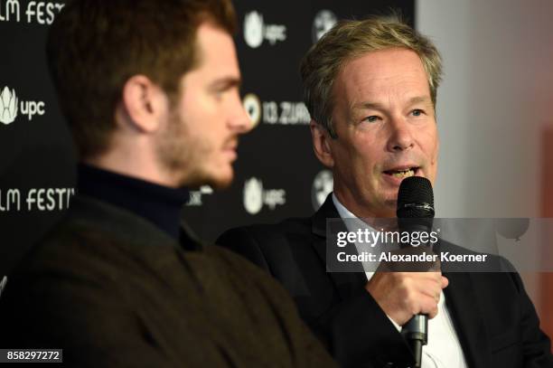 Jonathan Cavendish speaks at the 'Breathe' press conference during the 13th Zurich Film Festival on October 6, 2017 in Zurich, Switzerland. The...