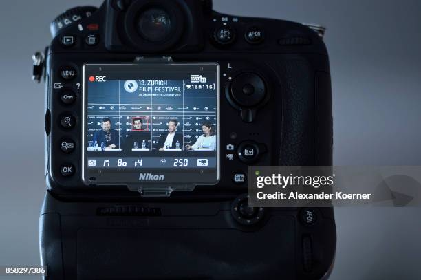 Andy Serkis, Andrew Garfield, Jonathan Cavendish and Claudia Bluemhuber speak during the 'Breathe' press conference during the 13th Zurich Film...