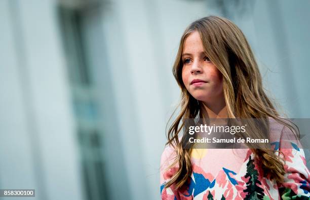 Model walks the runway during 'The Petite Fashion Week' at the Cibeles Palace on October 6, 2017 in Madrid, Spain.