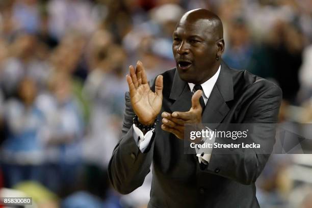 Michael Jordan is announced as a member of the 2009 Hall-of-Fame class at halftime of the Michigan State Spartans and the North Carolina Tar Heels...