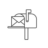 Mailbox line icon vector