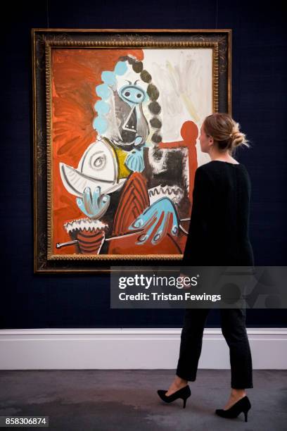 Picasso's Homme assis au casque et a l'epee goes on view as part of Sotheby's Contemporary Impressionist New York TRAVEX highlights preview at...