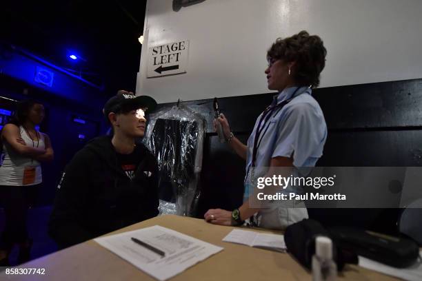 Boxer Natasha Moustache undergoes a physical prior to her bout at the Haymakers for Hope Fundraiser - 2017 Belles of the Brawl at House of Blues...