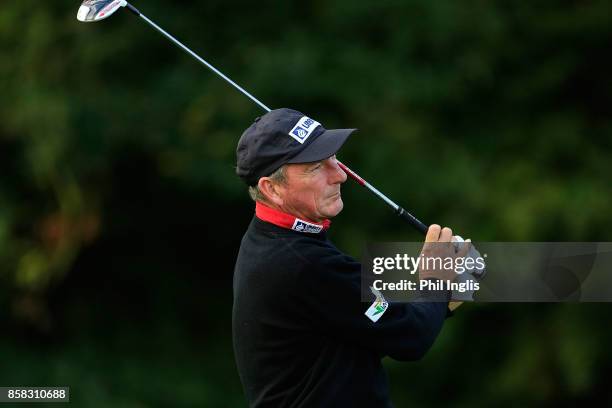 Mark Mouland of Wales in action during the first round of the Dutch Senior Masters played at The Dutch on October 6, 2017 in Spijk, Netherlands.