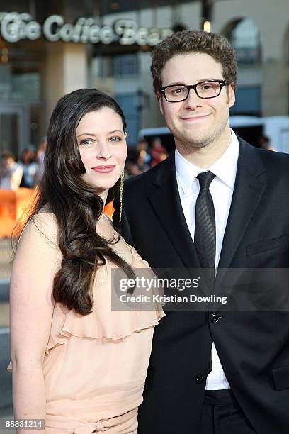 Actor Seth Rogen and partner Lauren Miller arrive for the premiere Of Warner Bros. "Observe And Report" at Grauman's Chinese Theater on April 6, 2009...