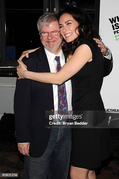 Playwright Christopher Durang and actress Laura Benanti attend the Off-Broadway opening night of "Why Torture in Wrong, and the People Who Love Them"...