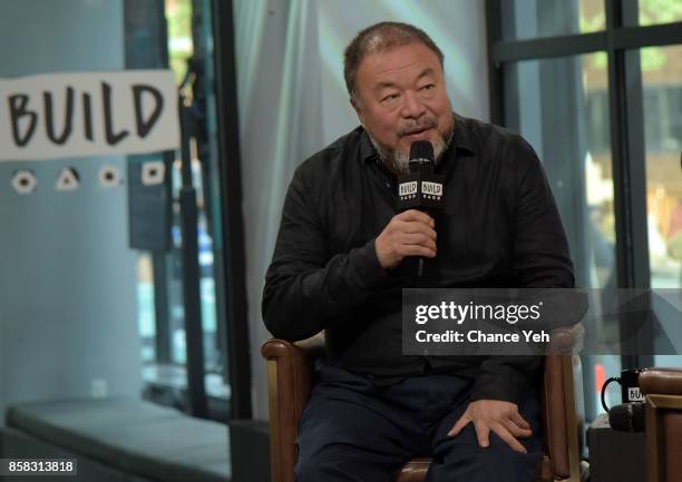 Ai Weiwei attends Build series to discuss "Human Flow" at Build Studio on October 6, 2017 in New York City.