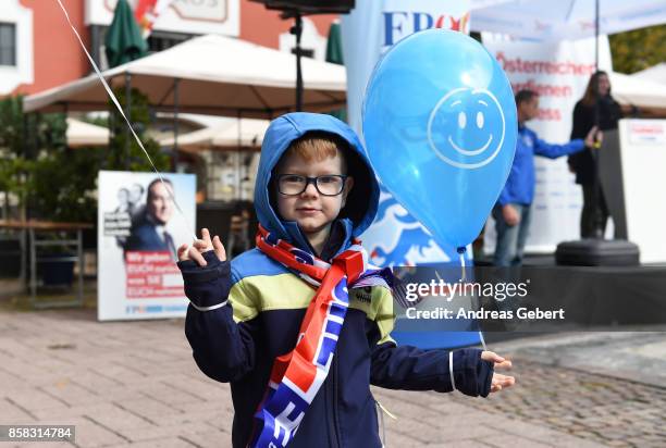 Young Marvin attends an election campaign rally of the right-wing Austria Freedom Party on October 6, 2017 in Saalfelden, Austria. Austria will hold...