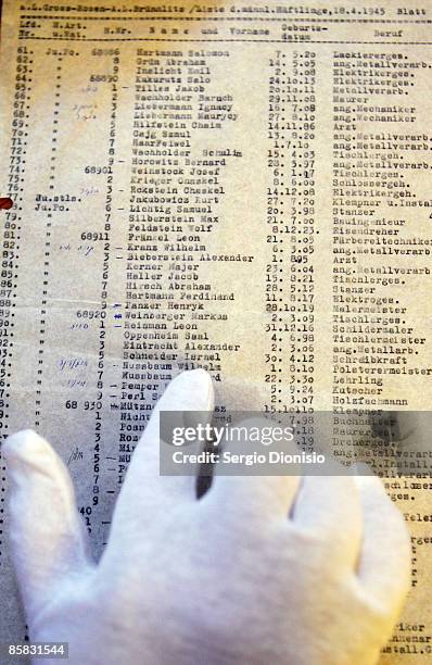 Carbon copy of the original Schindler's List is examined following its discovery by The State Library's Dr Olwen Pryke, at The State Library Of New...