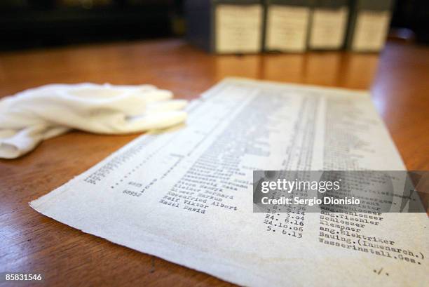Carbon copy of the original Schindler's List is seen following its discovery by The State Library's Dr Olwen Pryke, at The State Library Of New South...