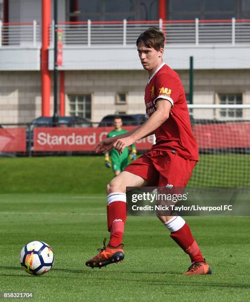 Liam Millar of Liverpool in action during the U18 friendly match between Liverpool and Burnley at The Kirkby Academy on October 6, 2017 in Kirkby,...