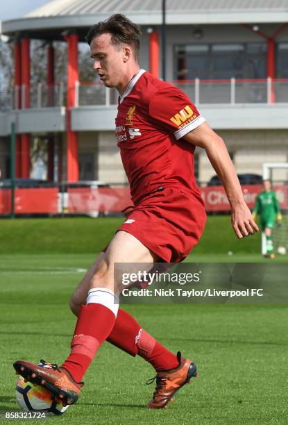 Liam Millar of Liverpool in action during the U18 friendly match between Liverpool and Burnley at The Kirkby Academy on October 6, 2017 in Kirkby,...