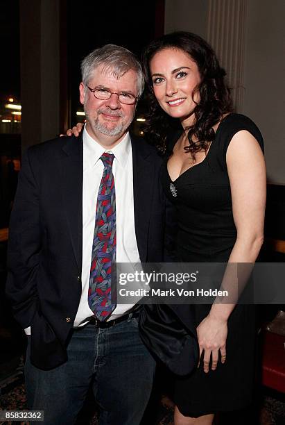 Playwright Christopher Durang and Actress Laura Benanti attends the Off-Broadway opening night of "Why Torture is Wrong, and the People Who Love...