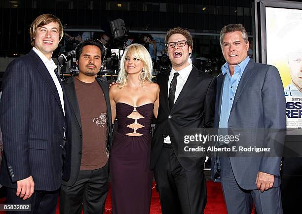 Director Jody Hill, actor Michael Pena, actress Anna Faris, actor Seth Rogen and actor Ray Liotta arrive at the premiere of Warner Bros. Pictures'...