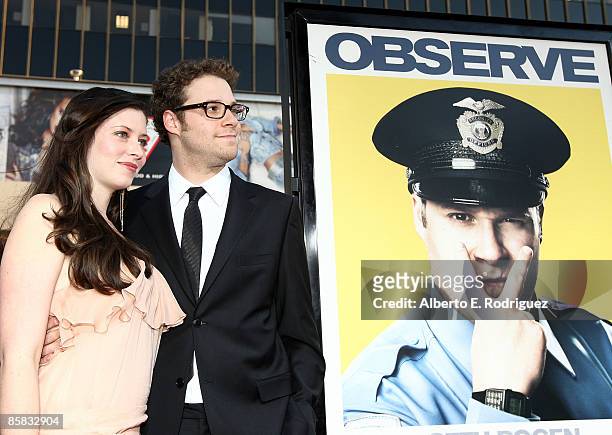 Actress Lauren Miller and actor Seth Rogen arrive at the premiere of Warner Bros. Pictures' "Observe and Report" held at the Grauman's Chinese...